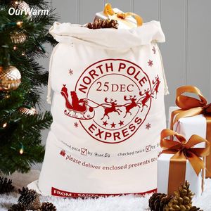 Kerstdecoraties Ourwarm canvas Santa Bags met trekkoord cadeau grote Hessiaanse julapzakken jaar benodigdheden 50x70cm 221130
