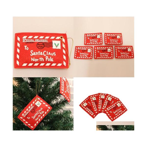 Décorations de Noël Décor de Noël Pendants Pentures de mariage Cartes-cadeaux de célébration Ornement des enveloppes rouges Santa Claus Dhxlp