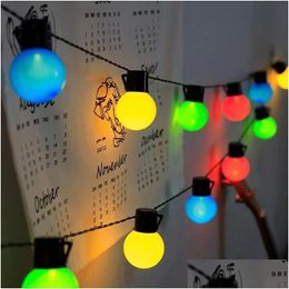 Décorations de Noël Colorf Garland Ball Fairy Light G50 LED Globe BB Festoon String Lights Holiday Wedding Garden Party Li Dhex3