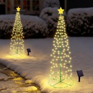 Décorations de Noël en plein air étanche solaire LED arbre alimenté guirlandes lumineuses année 2023 ornement jardin 221130