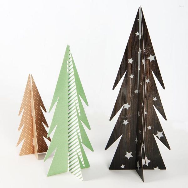 Décorations de Noël Pack de 3 arbres de bricolage Centre de table en papier 3D pour la décoration intérieure Accessoires de vacances de Noël Ornements