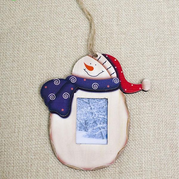 Décorations de Noël Bureau peint Pendentif en bois Home Party DIY Tenture murale Vitrine Santa Snowman Tree Ornements Po Cadre Small1