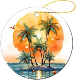 Kerstversiering Palmboom Keramiek Ornament Kokosnoot Patroon Aandenken Hangende Decoratie Ideaal cadeau
