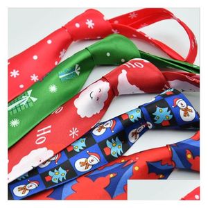 Décorations de Noël Costumes de fête Cravates Père Noël Bonhomme de neige Cravate Conception de flocon de neige pour cadeau de Noël 29 styles Drop Delivery Ho Dhb86