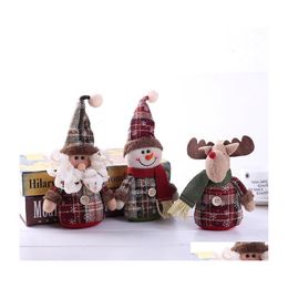 Kerstdecoraties feest huisbar decoratie speelgoed ornamenten pluche speelgoed kerstman eland sneeuwman schattige mini bureau dh0356 drop levering dh3sw