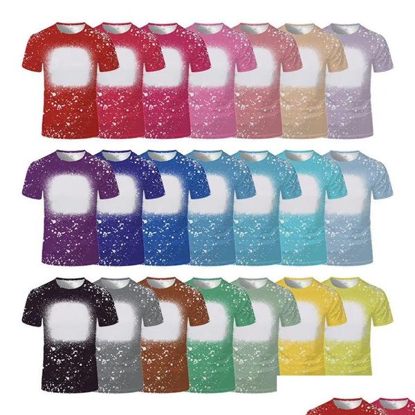 Decoraciones navideñas Sublimación de fiesta Camiseta en blanco Poliéster blanqueado Manga corta Tye Dye Tee Tops para bricolaje Transferencia térmica Prin Dhwhe