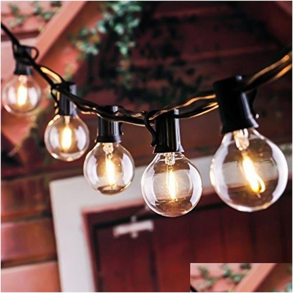 Décorations de Noël Patio Lights G40 Globe Party String Light Blanc Chaud 25Clair Vintage BBS 25Ft Décoratif Extérieur Jardin Garl Dhnmy