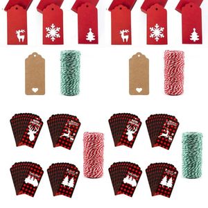 Kerstdecoraties pc's tags kraft paper cadeau hang labels met 100 m string geschikt voor gunst feest achristmas