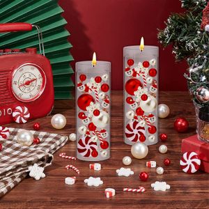Décorations de Noël Perle pour remplissage de vase Perles flottantes rouges et blanches avec flocons de neige scintillants et 221122