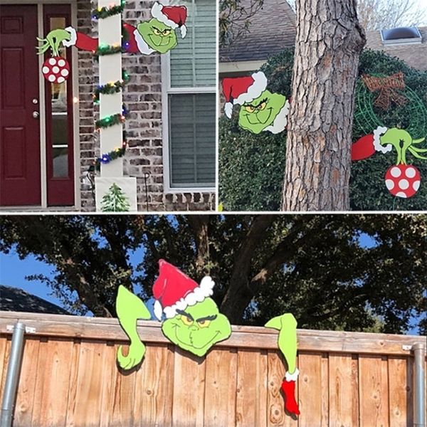 Decoraciones navideñas Peeker Escultura Ladrón Corte a mano Interior Fuera Patio Arte Jardín Valla Ornamento al aire libre Pegatina de pared 221109