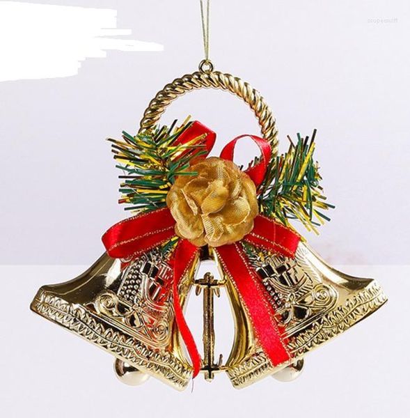 Decoraciones navideñas colgantes, campanas colgantes, adornos para árboles, decoración para fiestas, manualidades JINGLE, 15CM, dorado