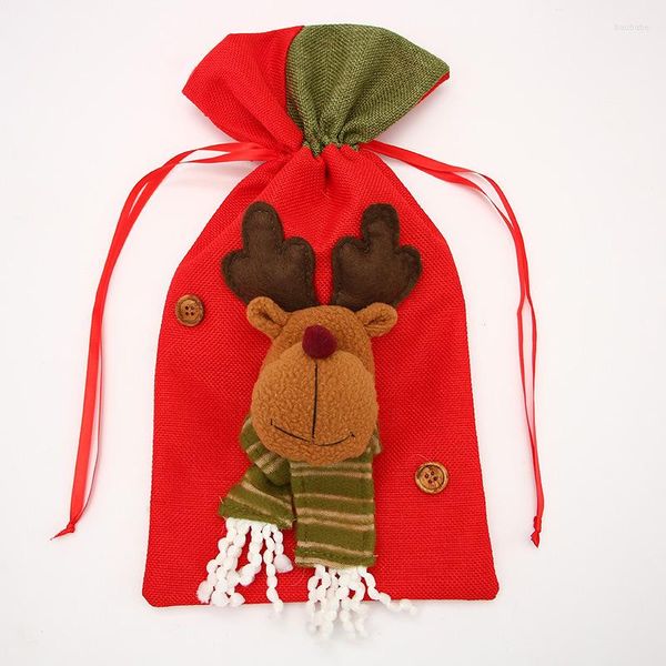 Decoraciones navideñas Bolsa de regalo colgante para niños Decoración de árbol de Navidad Bolsa de dulces Organizador Comedor 20x37 cm Adornos de ciervos Adornos De Navidad