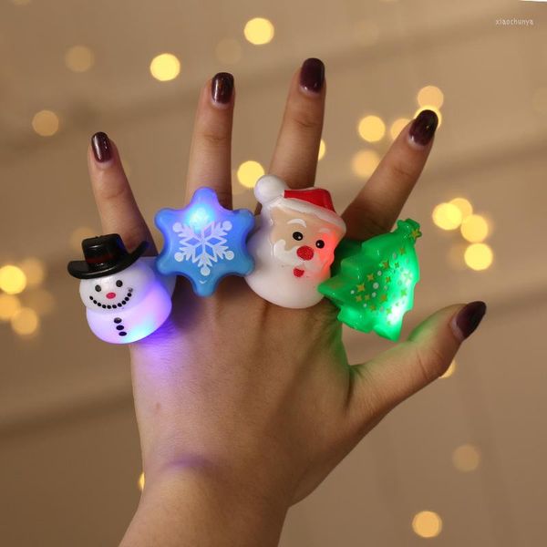 Colgante de decoraciones navideñas para fiesta, luces para dedos, Papá Noel, copo de nieve, árbol de Navidad, anillo de muñeco de nieve, juguetes para niños, regalo Natol