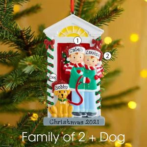 Decoraciones navideñas Familia personalizada Árbol de Navidad Adorno decorativo Adorno Mascota Gato 2021 Estilo de vacaciones