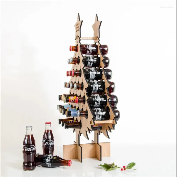 Décorations de Noël Mini boissons personnalisées Support de calendrier de l'Avent en chêne pour bouteilles de vin, bière, Prosecco et Champagne