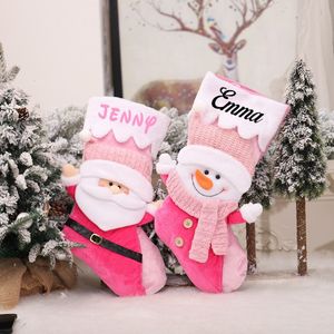 Adornos navideños Calcetín personalizado Bebé niña Rosa Nombre personalizado Regalo familiar Primer adorno 221130