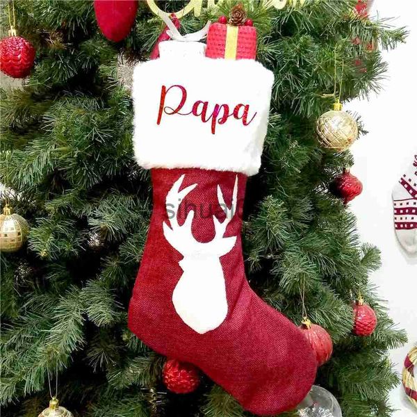 Decoraciones navideñas Calcetines navideños personalizados Medias navideñas utilizadas para decoración nombradas en 4 estilos, se pueden elegir entre medias familiares x1019