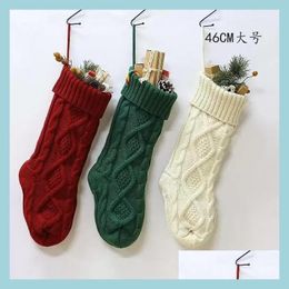 Kerstdecoraties Gepersonaliseerde hoogwaardige gebreide kous geschenkzakken Xmas Socking grote decoratieve sokken C0602G09 Drop Delivery H DHX8S