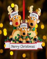 Décorations de Noël Famille de rennes personnalisés de 2 3 4 5 6 7 Ornement d'arbre de Noël Mignon Deer Holiday Winter Gift Year 2022