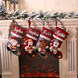 Kerstdecoraties gepersonaliseerde kousen aangepaste naam familie geschenk rood ornament 221130