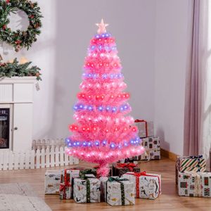 Decoraciones navideñas Rosa 5' Árbol navideño artificial de fibra óptica preiluminado w180 Luces LED Decoración 231113