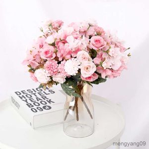 Décorations de Noël Rose Fleurs artificielles Bouquet de haute qualité Mariage Accueil Table Automne Décor Soie Fleur Rose Fleur R230922