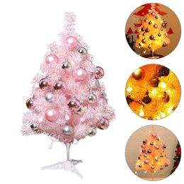 Decoraciones navideñas Árbol de Navidad rosa Adorno luminoso artificial Decoración de escritorio Decorativo Precioso Adorno de PVC de Navidad 231027