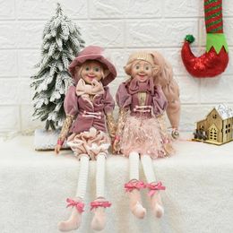 Decorazioni natalizie Elfi rosa Coppia Elfi Bambole di peluche Elfi Albero di Natale Ciondolo Ornamenti a goccia Decorazione appesa Regali di Natale per bambini 231013
