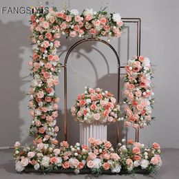 Décorations de Noël rose orange arc toile de fond décor accrocher des fleurs rangée table de mariage centres de table boule florale événement fête banquet accessoires fenêtre affichage 230919