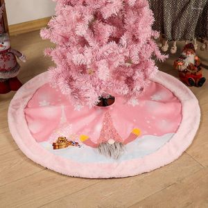 Décorations de Noël rose arbre jupe en peluche fourrure tapis de Noël joyeux ornement année Navidad décor à la maison