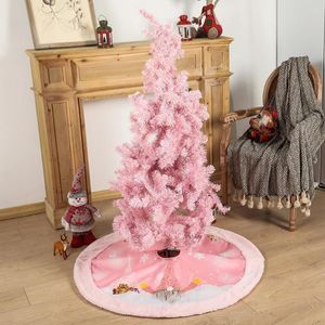 Décorations de Noël Jupe d'arbre rose avec décor de maison doux léger pour la fête
