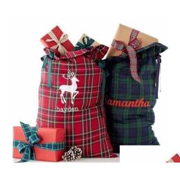 décorations de Noël plaid dstring sac cadeau sacs de père Noël sacs de bonbons pour enfants décoration intérieure sac en toile sn619 livraison directe à domicile gard dhyhj