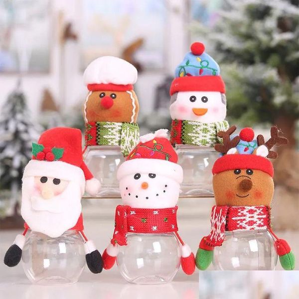 Decoraciones navideñas Plástico Candy Jar Tema Pequeño Bolsas de regalo Caja Artesanía Fiesta en casa Venta al por mayor Jn07 Entrega de gotas Jardín Festivo Suppl Dhnll