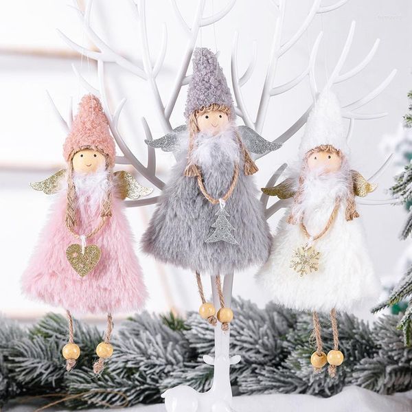 Décorations de Noël en peluche ange poupée mignon ornement d'arbre de Noël décor de Noël décoration heureuse pour la maison Navidad 2022 cadeau de l'année enfant