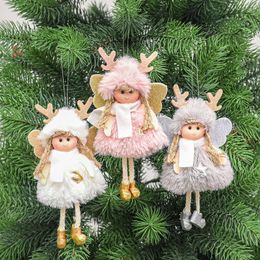 Décorations de Noël en peluche Ange Fille Garçon Poupées Arbre de Noël Ornement Natal Noel Déco pour la maison Année Enfants Cadeau 220912