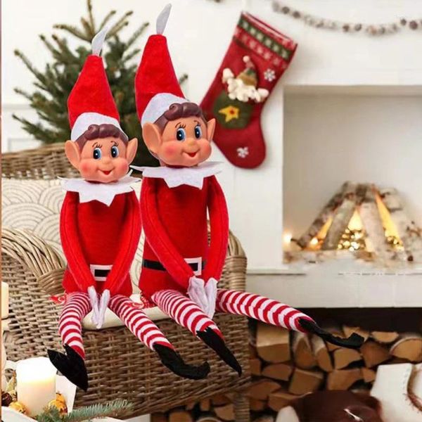 Decoraciones navideñas, muñecos de elfo de pierna de felpa, adornos para niños y niñas, muñecos de juguete, árbol de hogar del año