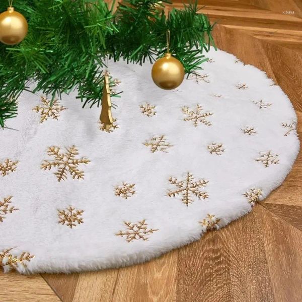 Decoraciones navideñas, falda de árbol de peluche, piel sintética blanca, árboles de Navidad, alfombra con lentejuelas, faldas pequeñas, fiesta en casa