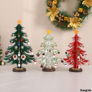 Décorations de Noël en contreplaqué en bois bricolage handassembed trépied paire d'ornements de décoration de fenêtre de fourche 221123