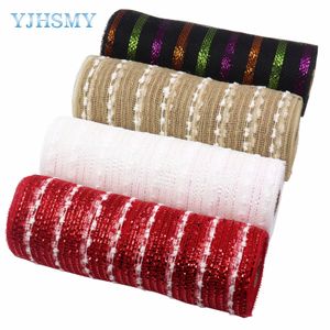 Kerstdecoraties Poly Mesh Ribbon Deco Metallic Fall Foly White Red Green Rolls voor DIY Project Krans 221125