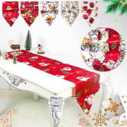 Adornos navideños Camino de mesa de poliéster Bandera roja Mantel de cena de campana de Papá Noel para accesorios de fiesta de festival Regalo de año