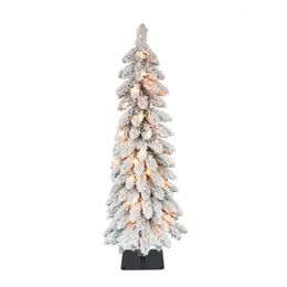 Kerstversiering PreLit 3' Flocked Pencil Alpine kunstboom met 35 lampjes groen 231113