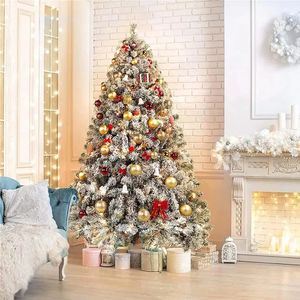 Décorations de Noël Premium Articulé Holiday Tree Village Snow Floqué Pin Artificiel W1000 Conseils Pliable Support en métal Décor 231121