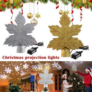 Décorations de Noël Projecteur Lumière 3D Rotatif Creux Glitter Tree Topper