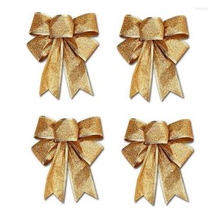 Kerstdecoraties Promotie! 4PCS 25x18cm Decoratie ornament Hangende knoop Bowknot Butterfly Decore Tree (goud)