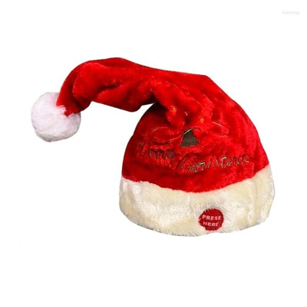 ¡Promoción en decoraciones navideñas! Gorro eléctrico de terciopelo bordado, gorro musical, decoración de fiesta, regalo, columpio, Papá Noel