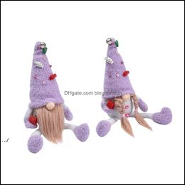 Decoraciones navideñas Gnomo púrpura Hecho a mano Sueco Tomte Figuritas Muñeco de peluche Adornos de mesa para el hogar Pab11203 Entrega directa Jardín Otrhv