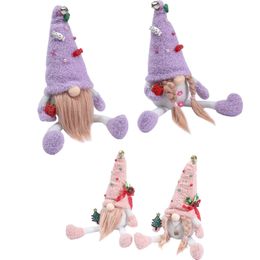 Kerstversiering Paarse Gnome Pluche Doll Handgemaakte Zweedse Tomte Figurines Gevulde Thuis Tafelblad Ornaments HH21-807