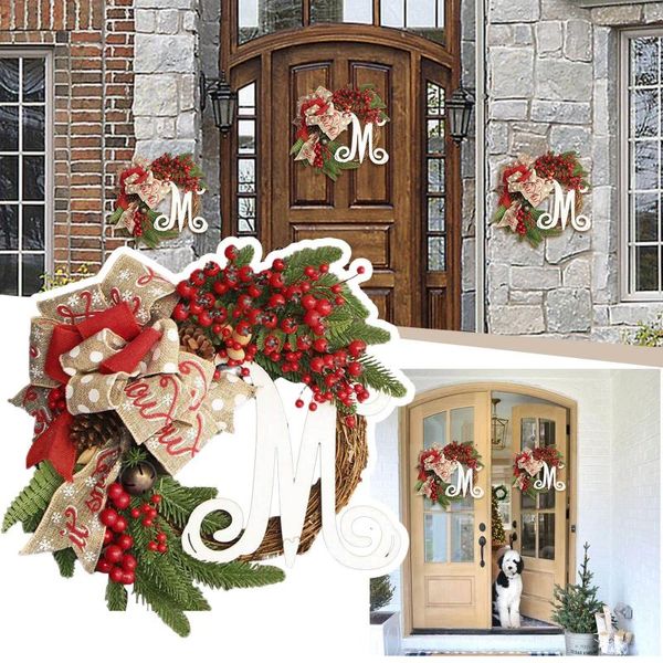 Décorations de Noël Garlande décorative PVC avec baies rouges et vitres de couronne