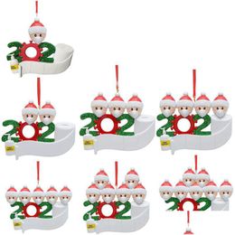 Décorations de Noël Ornements en PVC Dessin animé personnalisé Masque de Père Noël Famille de bonhomme de neige 2 3 4 5 Pendentifs suspendus à l'arbre Drop Del Dhht8