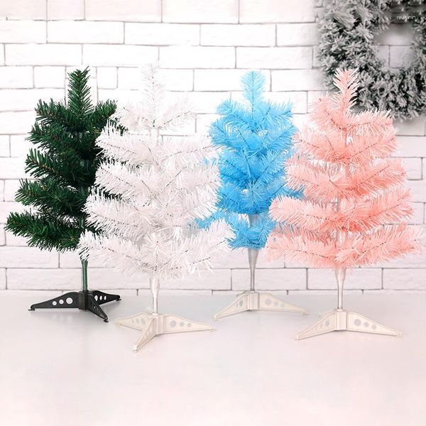 Decoraciones navideñas Árbol de simulación de PVC 45 cm Azul Rosa Verde Desnudo Mini decoración navideña Regalo de año